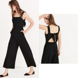 Madewell Black Sleeveless Jumpsuit Wide Leg Bow Tie Back Style G2195 Size 12